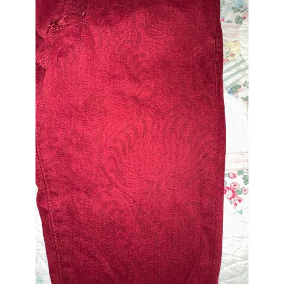 RED ENGINE ORIGINAL VINTAGE DENIM CURRANT DARK RED SUBTLE PATTERN JEANS 29 Y2K - Picture 2 of 8